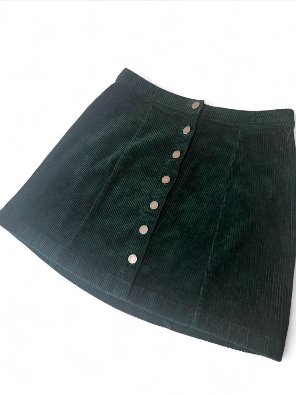 Forever 21 Dark Green Corduroy Button-Front Mini Skirt